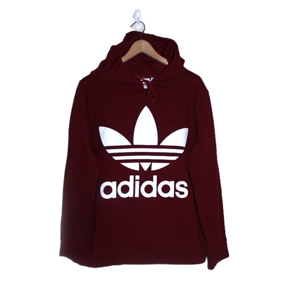 ADIDAS Originals Retro Adicolor Trefoil French Terry Hoodie in Deep Burgundy